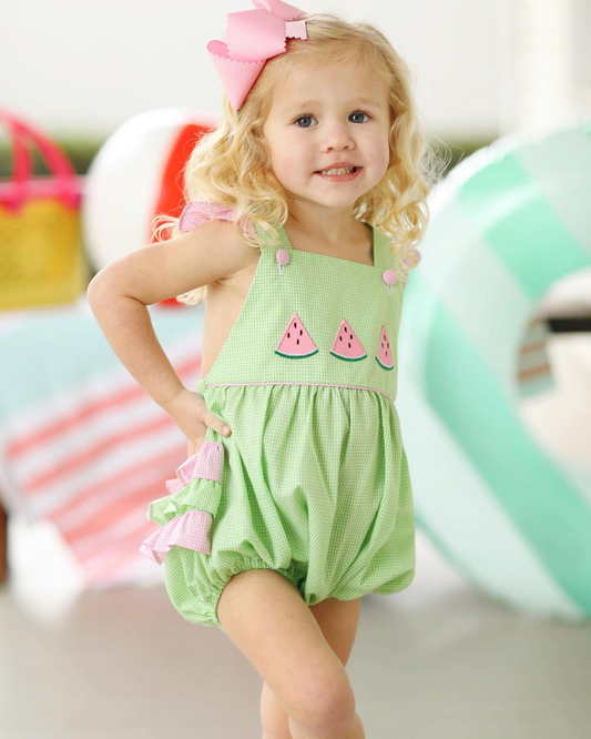SR2764 Baby Infant Girls Summer Wateremelon Green Ruffles Rompers   D 4.9