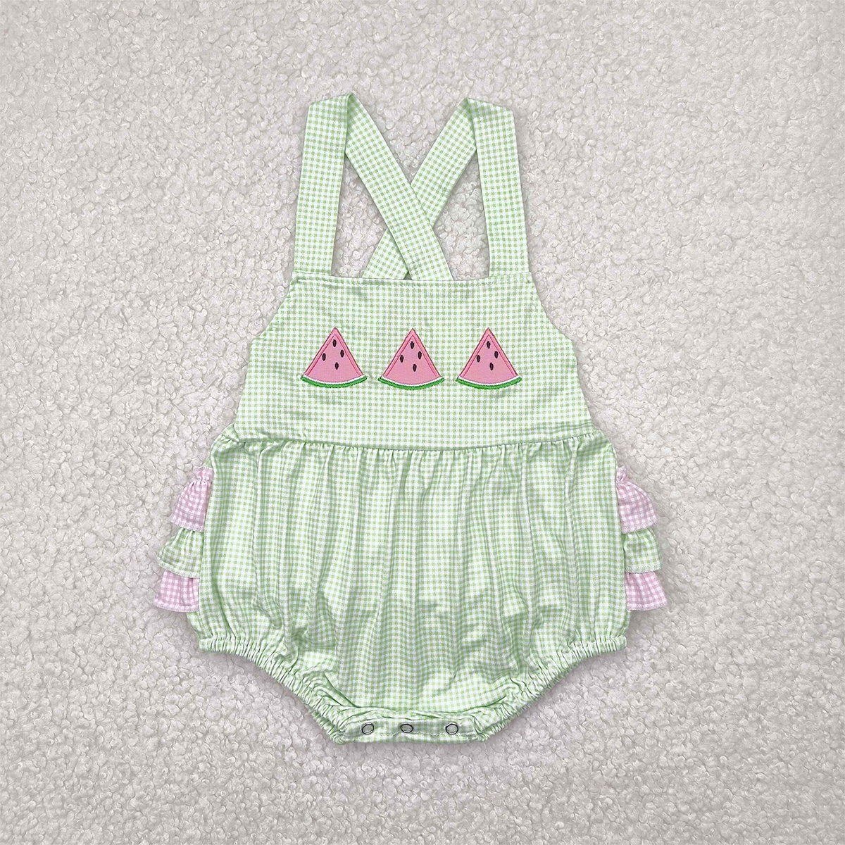 SR2764 Baby Infant Girls Summer Wateremelon Green Ruffles Rompers   D 4.9
