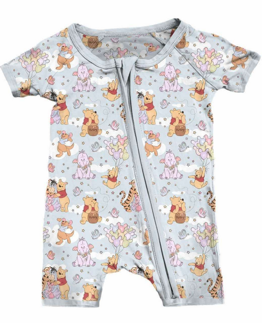 presale SR2768   Cartoon Cloud Gray Blue Zipper Short Sleeve Bodysuit D 2.13