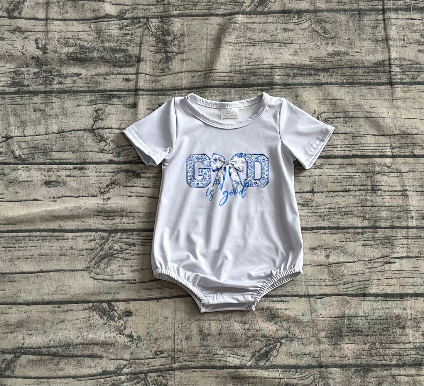 SR2772 Baby Infant Girls Grey God Is Good Bow Rompers D 4.11