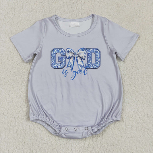 SR2772 Baby Infant Girls Grey God Is Good Bow Rompers D 4.11