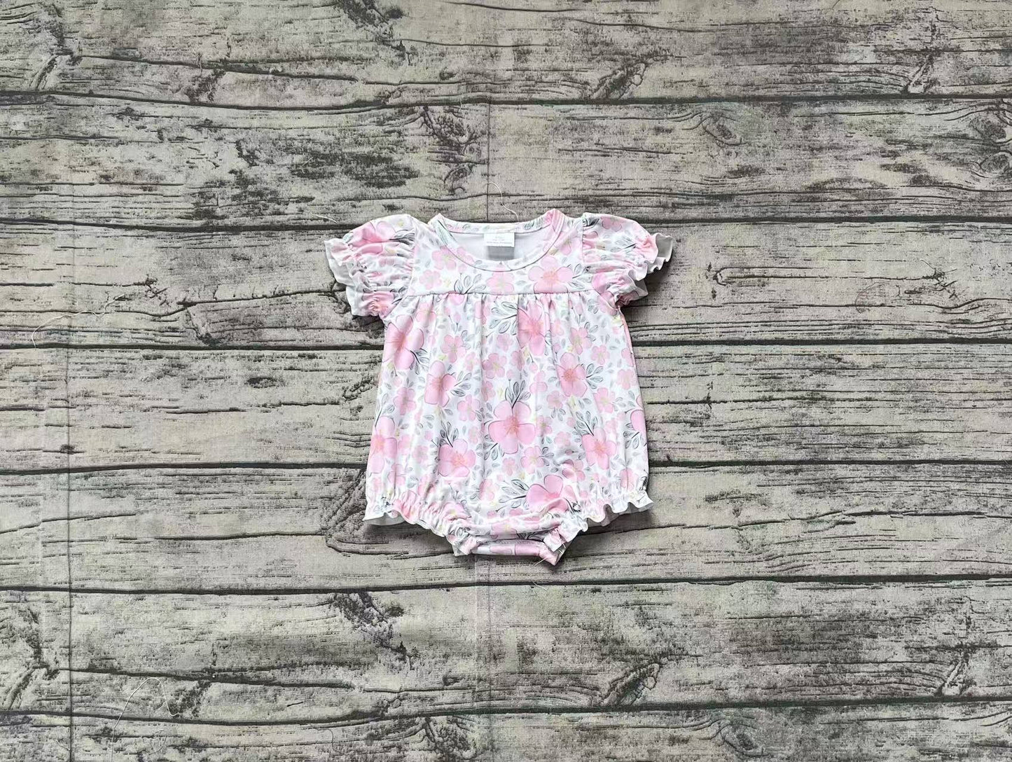 SR2782  Baby Infant Girls Pink Flowers Leaves Rompers  D 3.15
