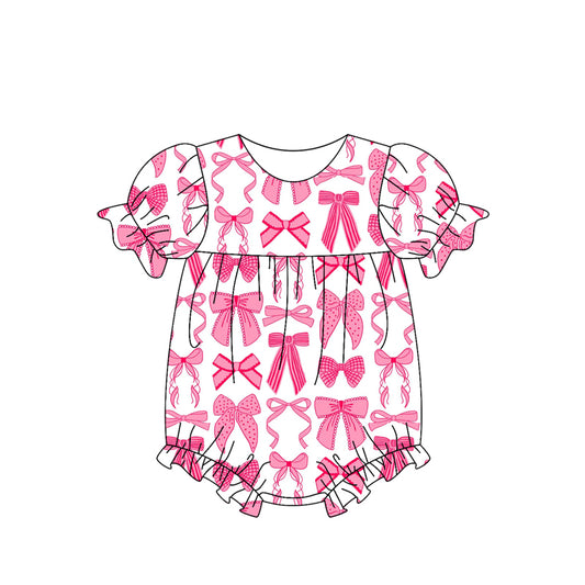 presale SR2783 Baby Infant Girls Pink Coquette Bows Rompers    2025 2.15