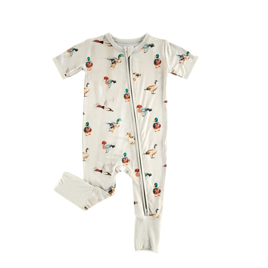 presale SR2789   Baby Infant Boys Ducks Hunting Zip Short Sleeve Rompers  2025 2.17