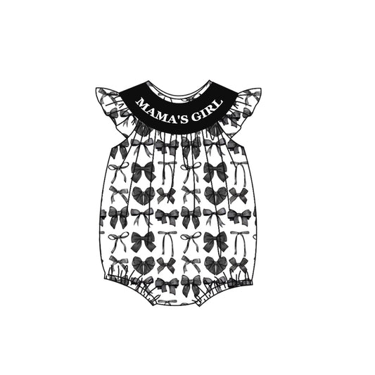 presale SR2792  Baby Infant Girls Mama's Girl Black Bows Rompers  2025 2.17