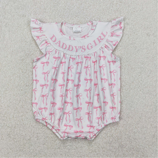 SR2806 Baby Infant Girls Daddy's Girl Bows Flutter Sleeve Rompers D 3.21