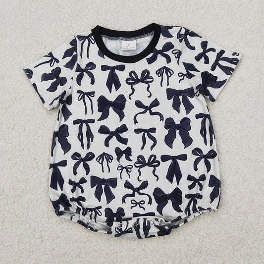 SR2820  Baby Boys Short Sleeves Black Bows Rompers  D 3.31
