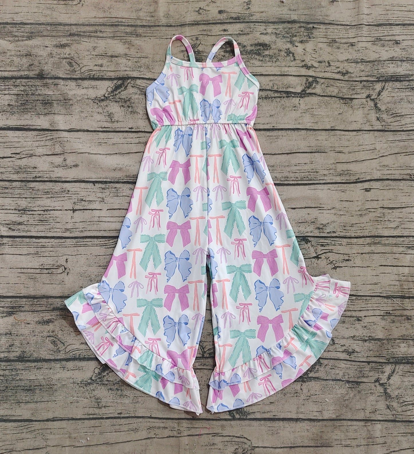 SR2847  Baby Girls Coquette Bows Colorful Straps Jumpsuits D 4.24
