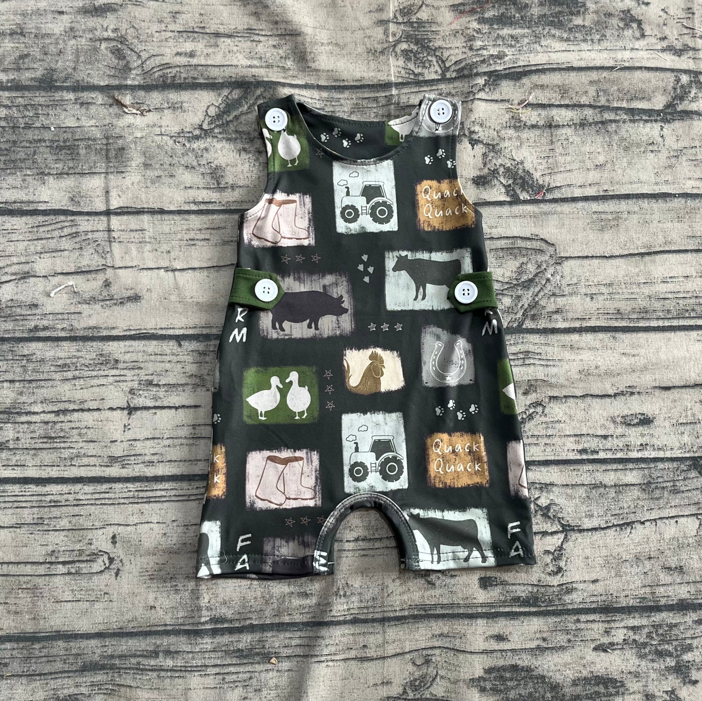 SR2874  Baby Infant Boys Western Cow Boots Buttons Rompers D 5.17