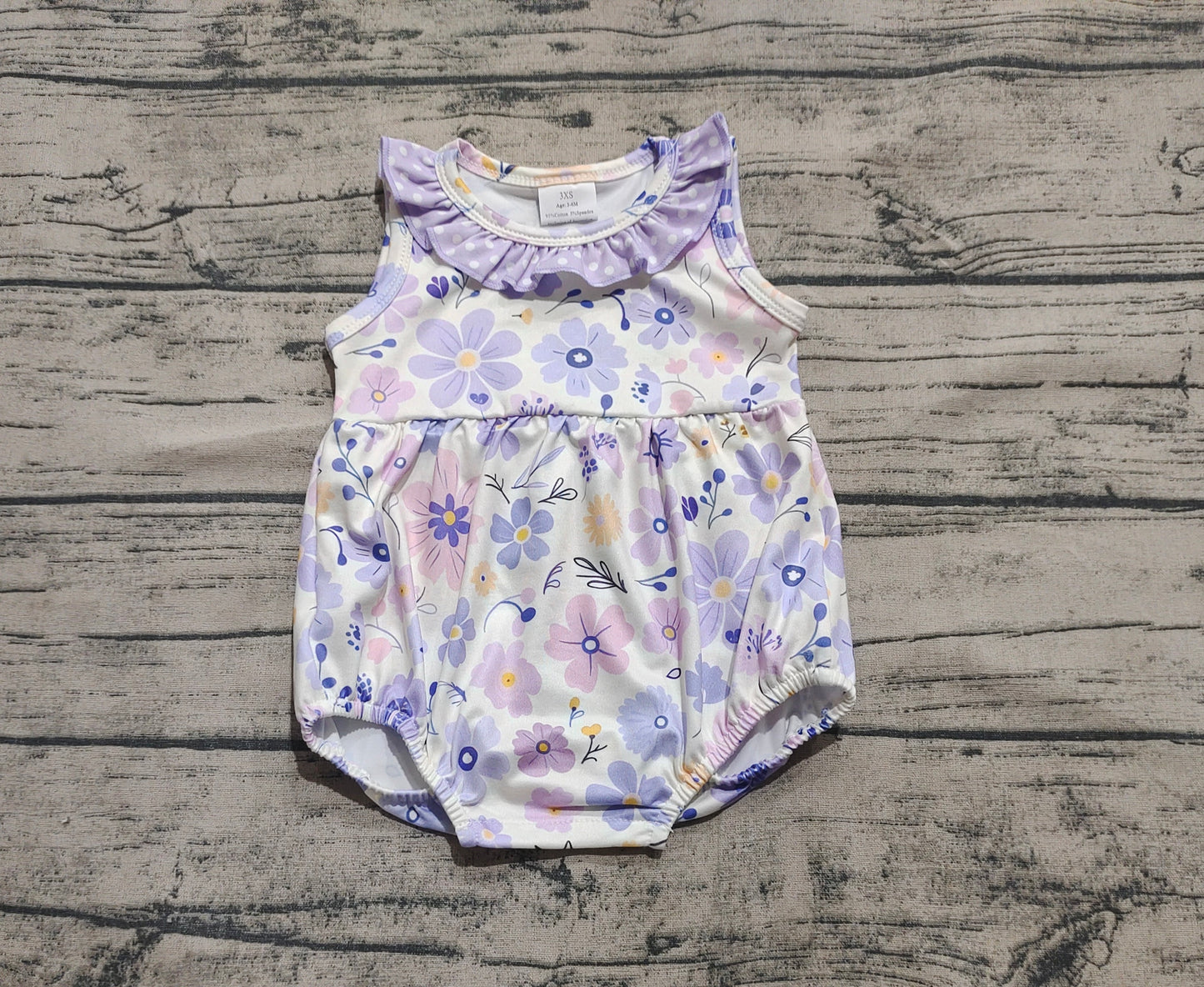 SR2883  Baby Infant Girls Light Blue Flowers Sleeveless Rompers D 3.31
