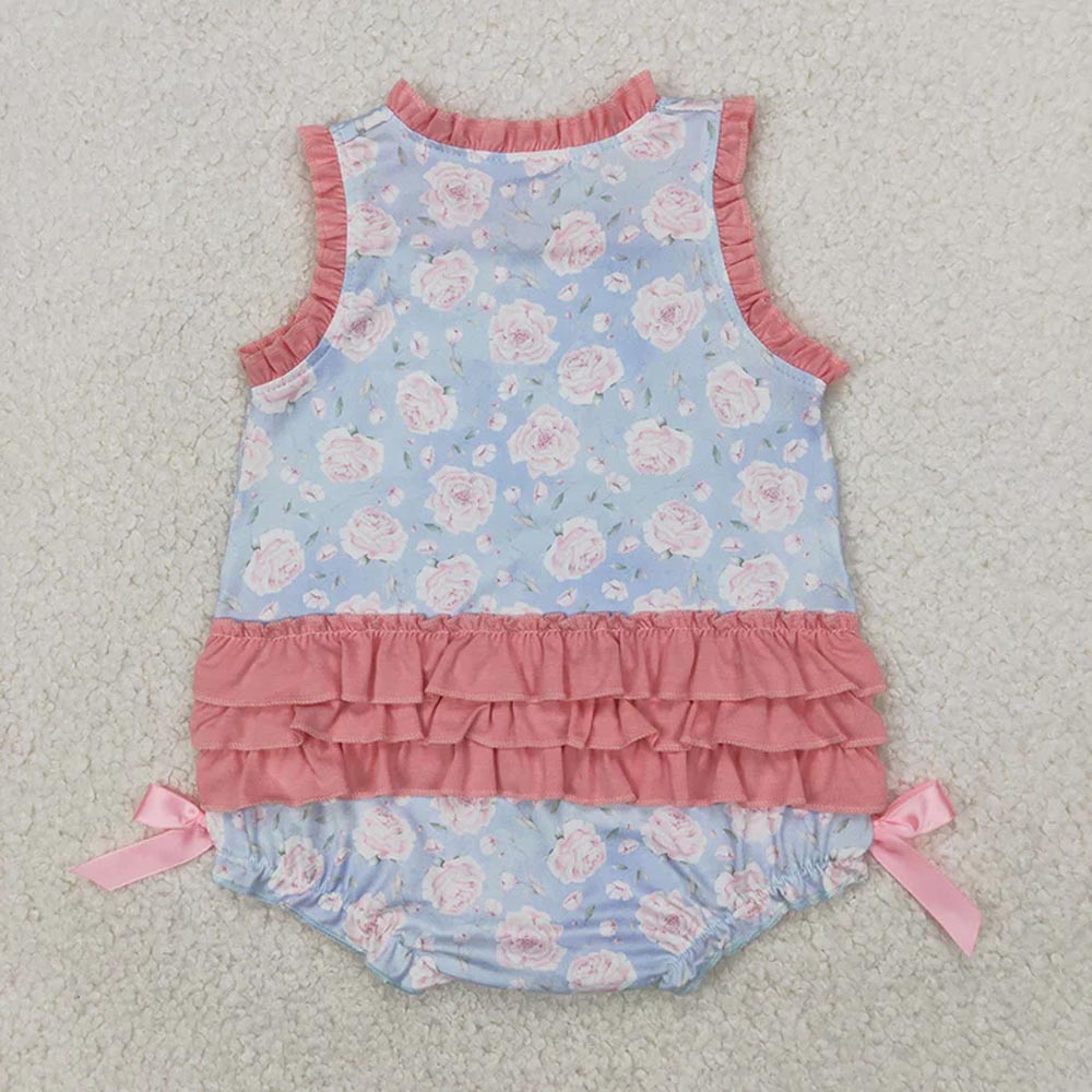 Sibling Baby Girls Floral Big Little Sister Rompers Outfits Sets  D 7.7