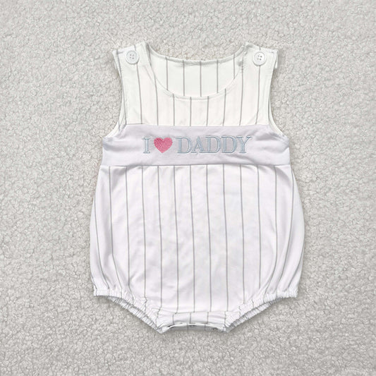 SR2947 Baby Infant Boys Sleeveless I LOVE DADDY Stripe Rompers D 4.24