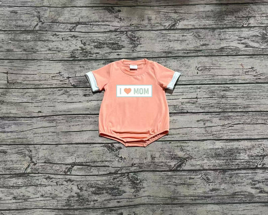 presale SR2949 Baby Infant Boys Orange Short Sleeves I LOVE MOM Rompers D 3.14