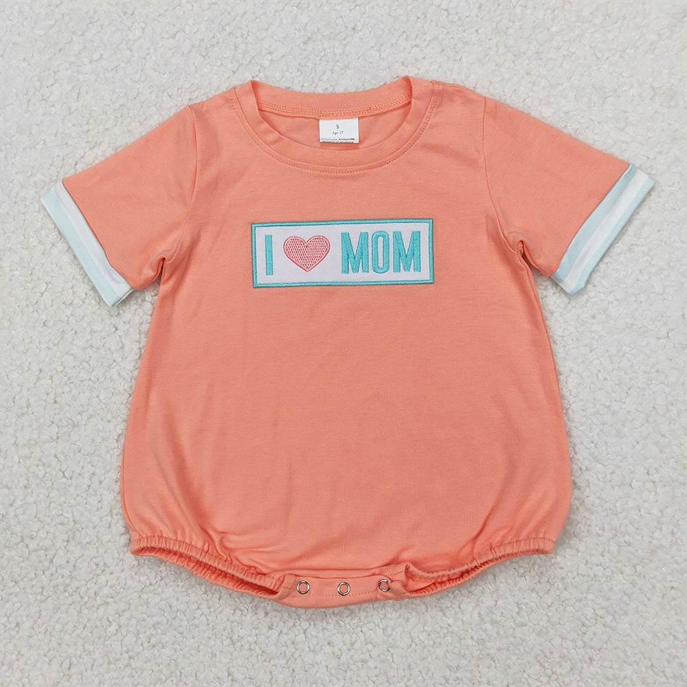 Match Embroidery Baby Girls Boys I LOVE MOM Rompers Summer Outfits D 3.31