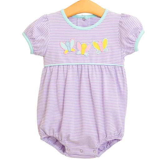 presale SR2955  Baby Infant Girls Lavender Short Ruffle Sleeves Butterfly Ruffle Rompers D 3.11