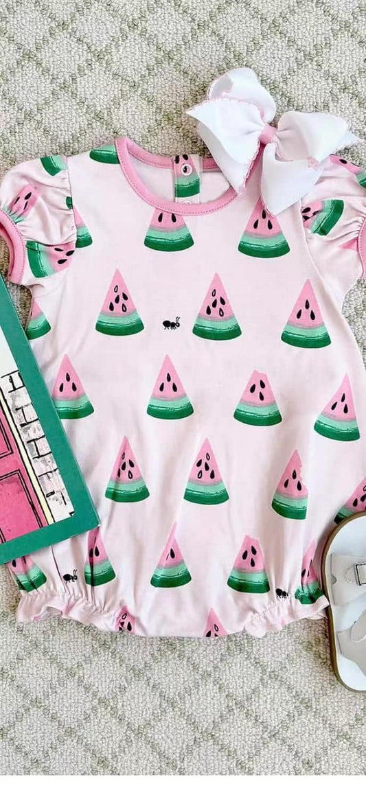 presale  SR2993 Baby Infant Girls Pink Watermelons Ruffle Rompers  D 3.19