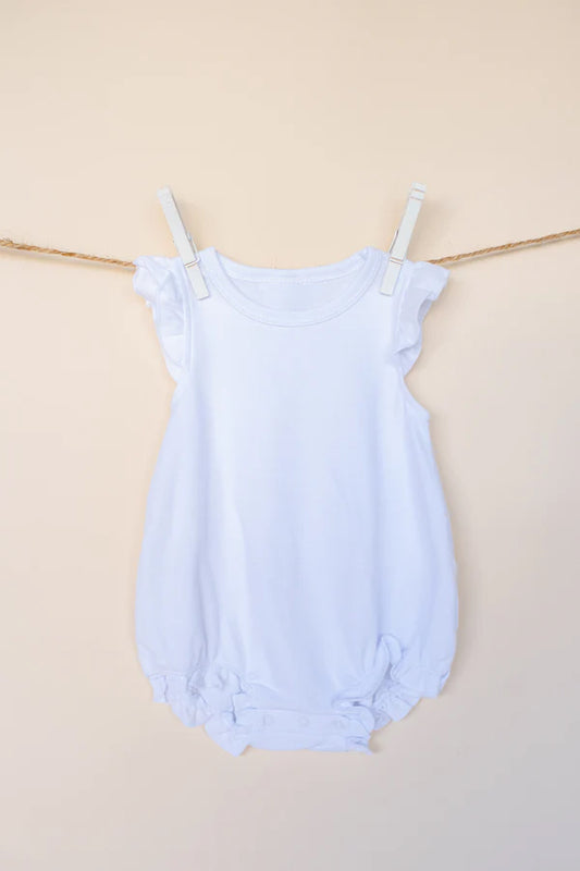 presale  SR2995    Baby Infant Girls Light Blue Flutter Sleeves Ruffle Rompers  D 3.20