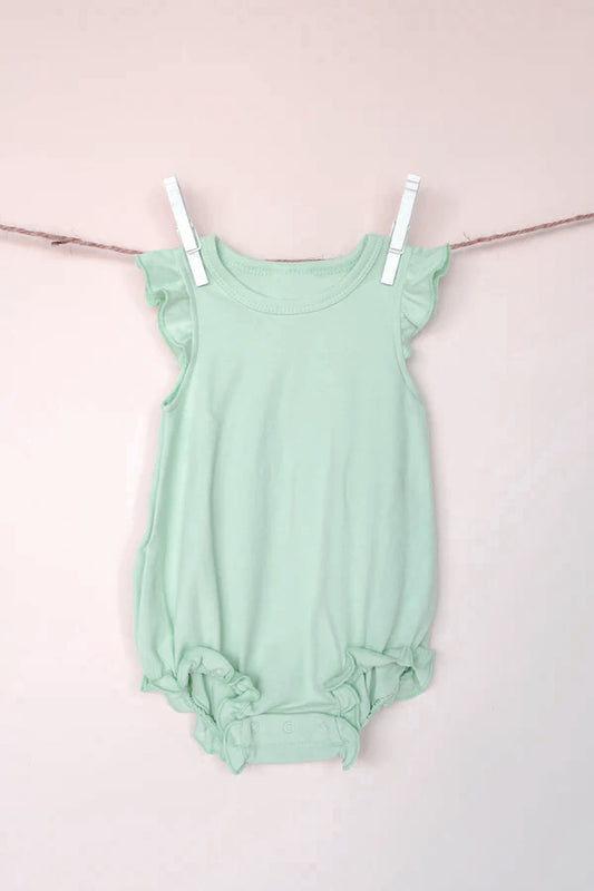 presale SR2996 Baby Infant Girls Light Blue Flutter Sleeves Ruffle Rompers  D 3.20