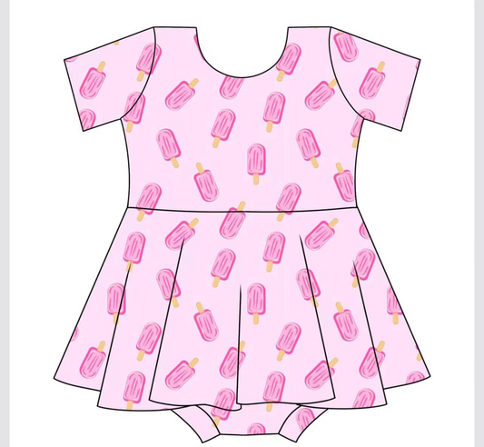 presale SR3002  Baby Infant Girls Short Sleeves Popsicle Dress Skort Rompers D 3.19