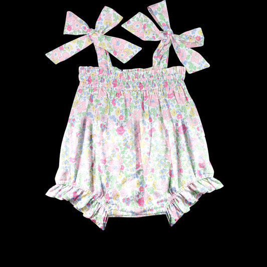 presale SR3008  Baby Infant Girls Strap Pink Flowers Ruffle Rompers D 3.19