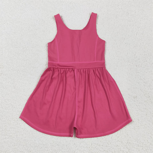 SR3022 Baby Girls Hot Pink Sleeveless Yoga Jumpsuits  D 5.6