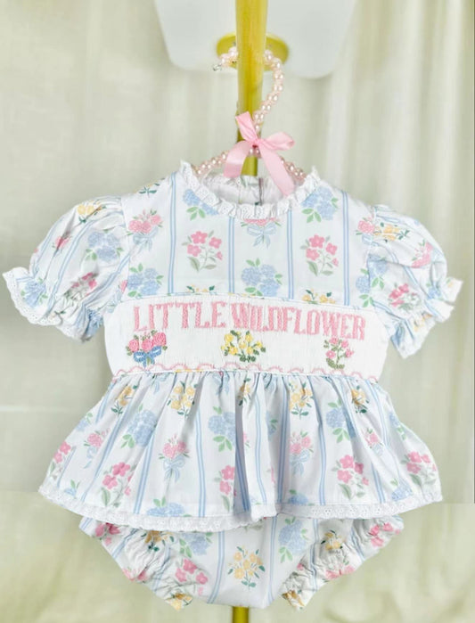 presale SR3043  little wild flower blue striped short-sleeved jumpsuit D 3.29
