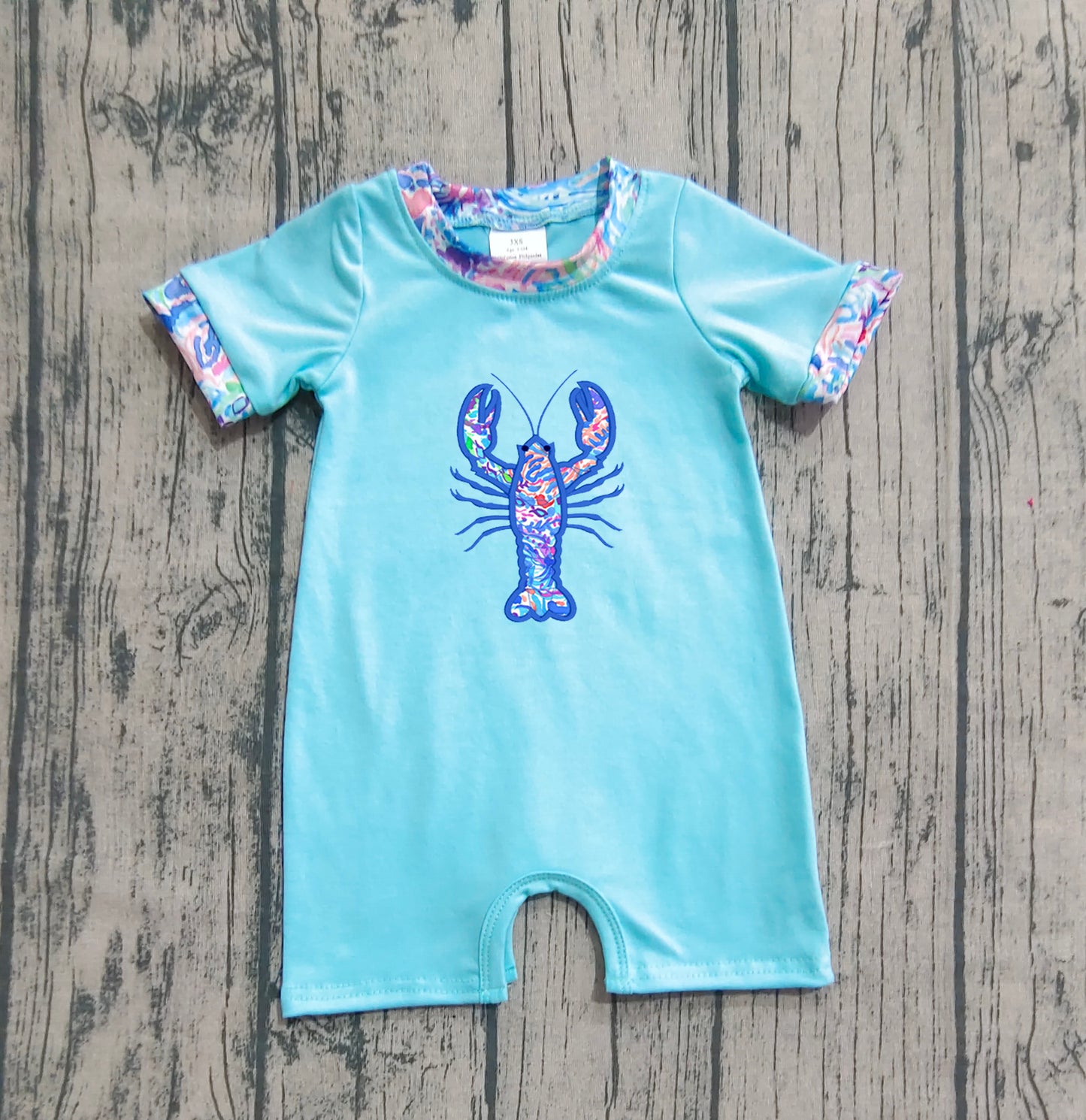 SR3044  Blue short-sleeved seagrass crayfish bodysuit D 7.4