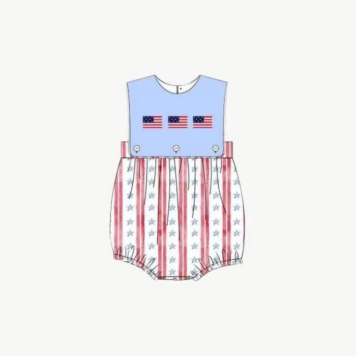SR3049 National Day Flag Stars and Stripes Blue Vest Bodysuit  D 4.14
