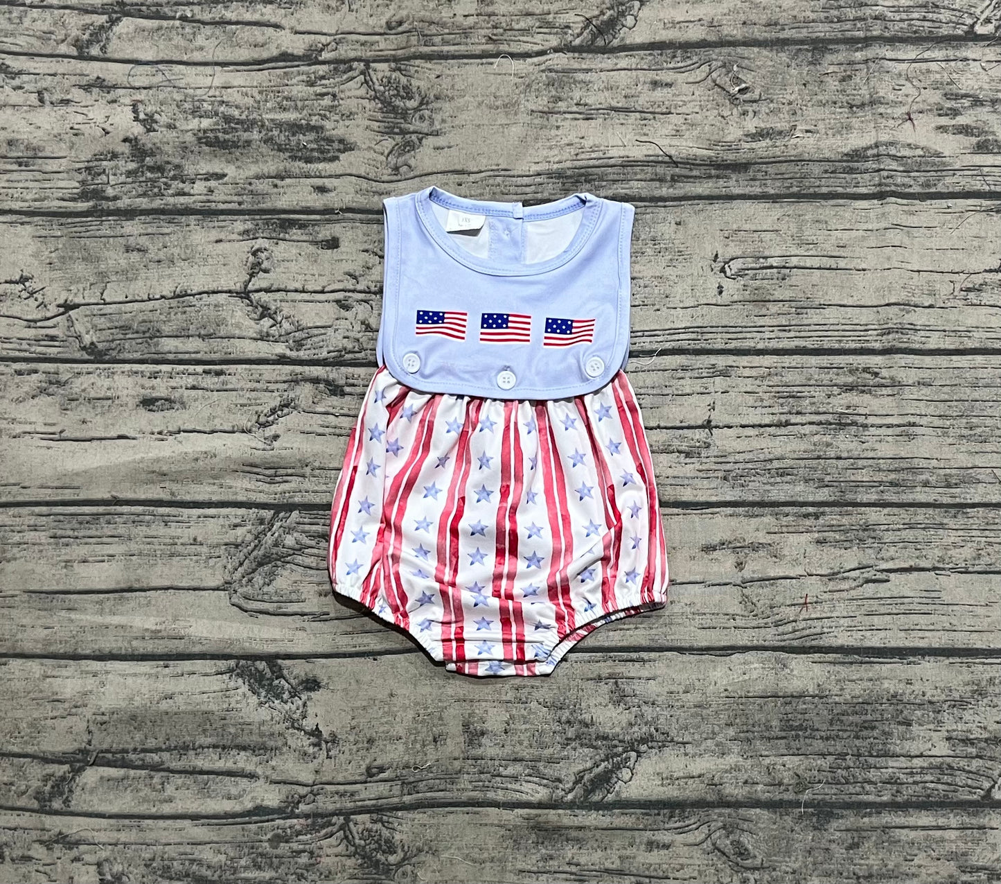 SR3049 National Day Flag Stars and Stripes Blue Vest Bodysuit  D 4.14