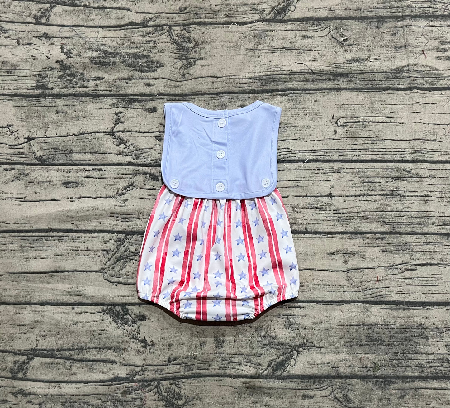 SR3049 National Day Flag Stars and Stripes Blue Vest Bodysuit  D 4.14