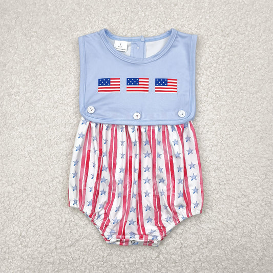 SR3049 National Day Flag Stars and Stripes Blue Vest Bodysuit  D 4.14