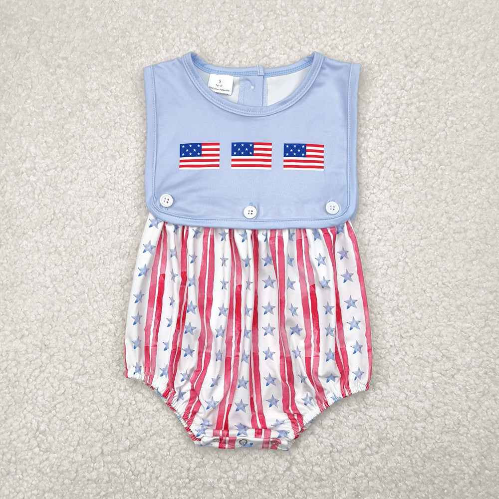 SR3049 National Day Flag Stars and Stripes Blue Vest Bodysuit  D 4.14