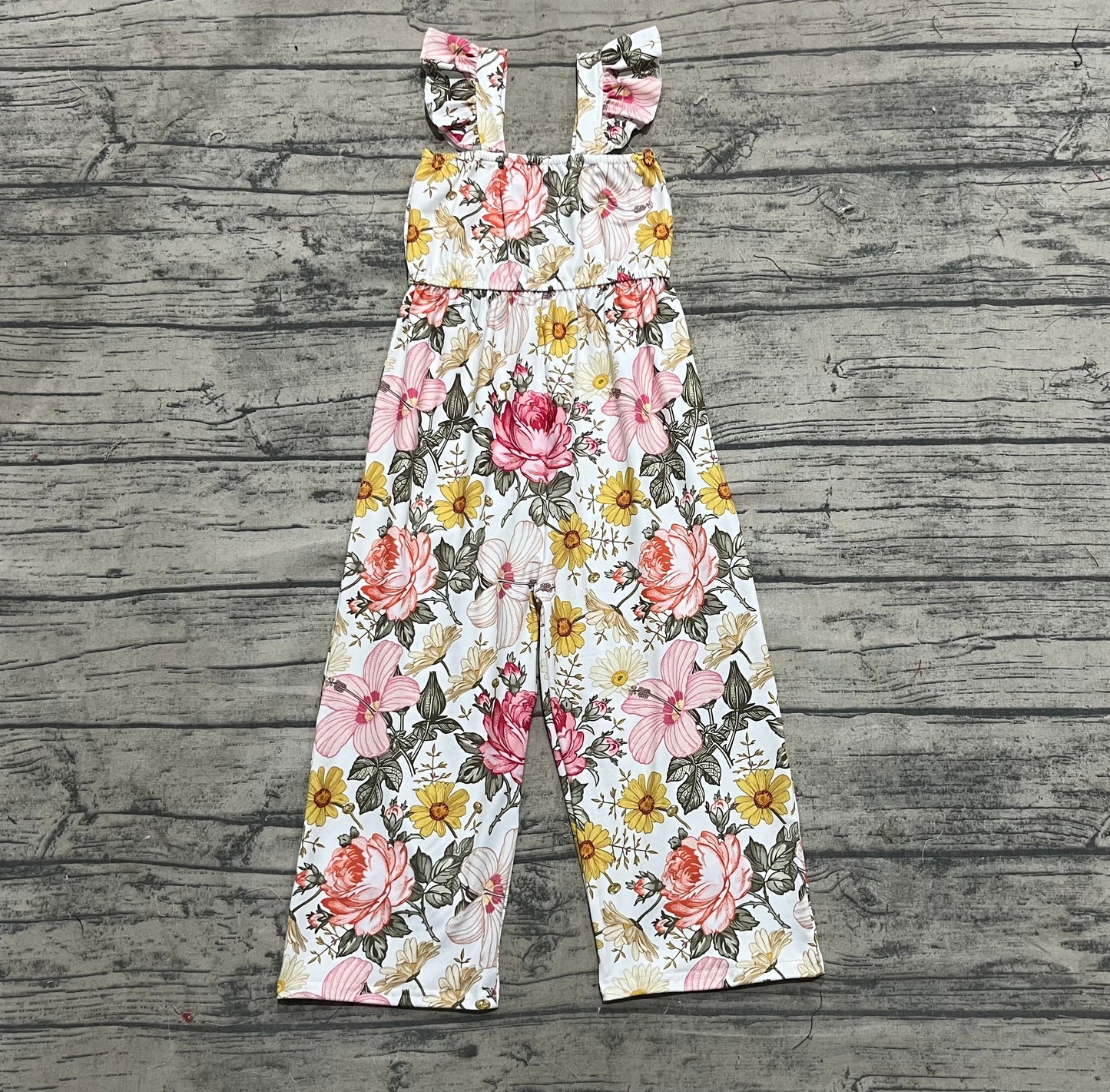 SR3053 Baby Girls Flutter Sleeves Flowers Bell Jumpsuits  D 4.14