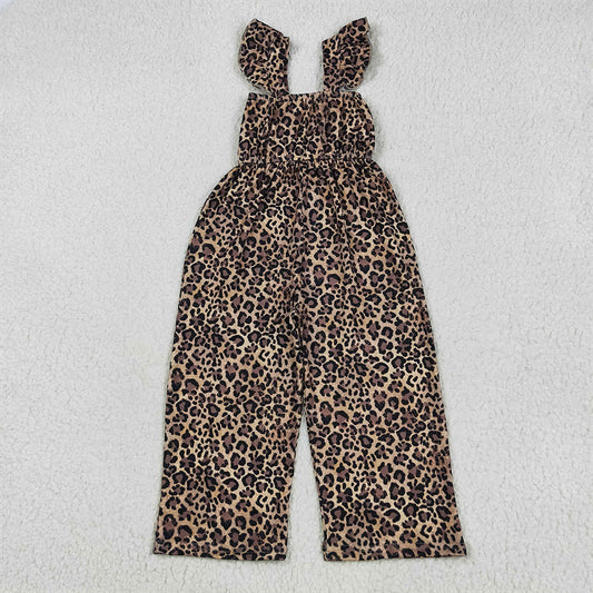 SR3054 Baby Girls Flutter Sleeves Leopard Bell Jumpsuits D 5.23