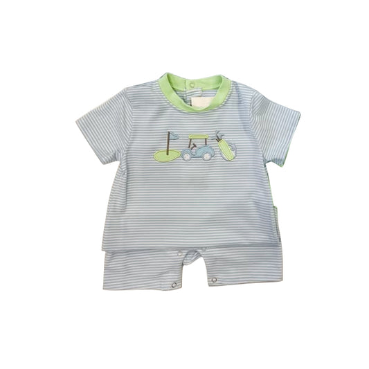 presale SR3078  Baby Boys Gray Stripe Short Sleeves Golf Pant Rompers D 4.11