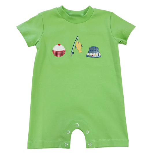 presale SR3079 Baby Boys Green Short Sleeves Fishing Rompers D 4.11