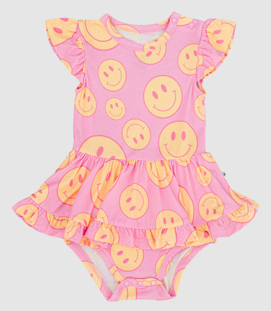 presale SR3084 Baby Girls Pink Flutter Sleeves Smiles One Piece Ruffle Swimsuits D 3.19