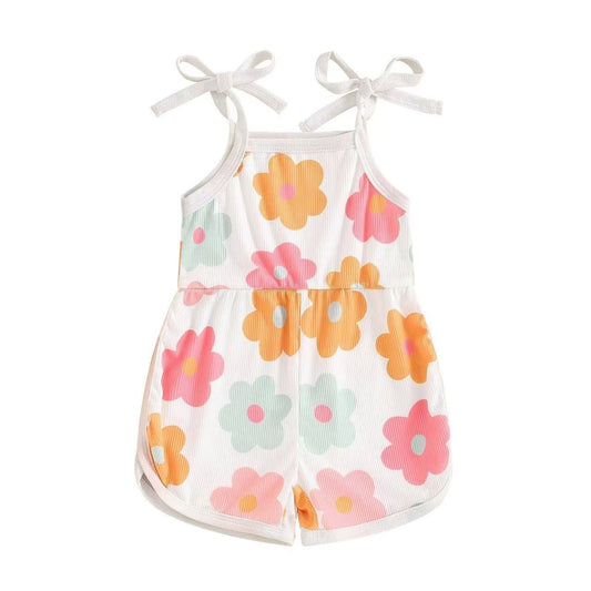 presale SR3102 Baby Girls Strap Colorful Flowers Summer Jumpsuits D 5.6