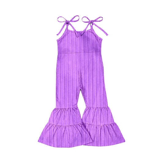 presale SR3157 Baby Girls Lavender Strap Bell Bottom Ribbed Jumpsuits D 6.4