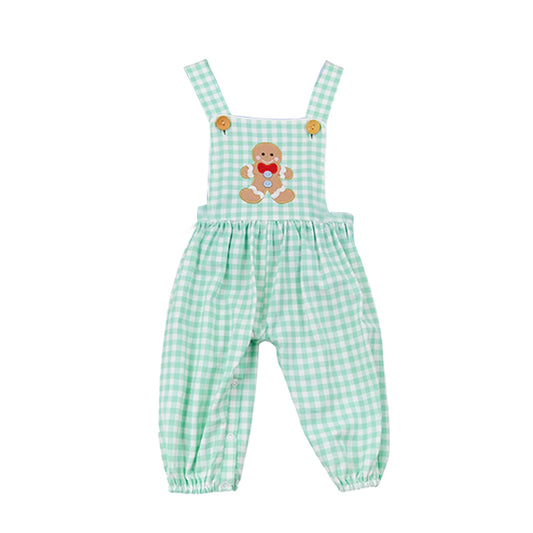 presale SR3175 Baby Boys Aqua Plaid Strap Gingerbread Pant Jumpsuits Overalls  D 6.17
