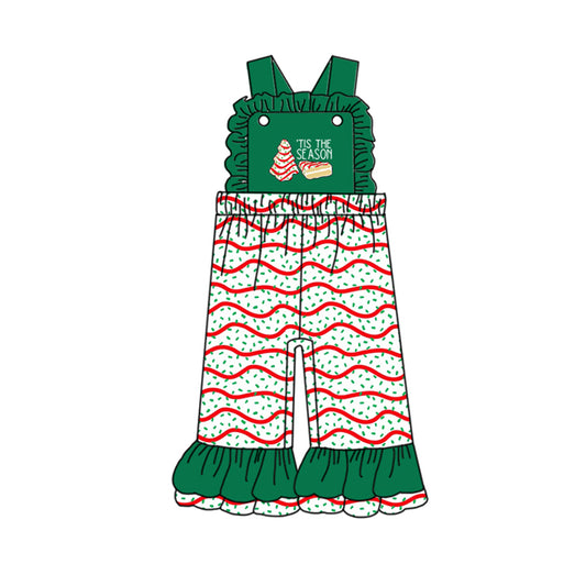 presale SR3178 Baby Girls Green Strap Red Stripe Trees Ruffle Pant Jumpsuits D 6.19