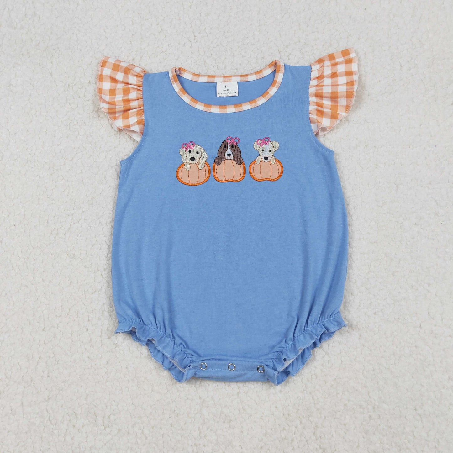 Sibling Embroidery Dogs Pumpkins Baby Boys Girls Top Shorts Fall Clothes Sets  D 909