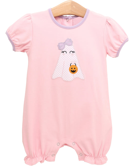 presale SR3205 Baby Girls Pink Ghost Pumpkins Ruffle Short Halloween Rompers D 8.6