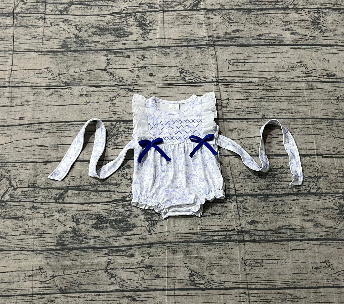 Pre-order Embroidery Baby Girls Sleeveless Rabbits Flowers Easter Ruffle Rompers