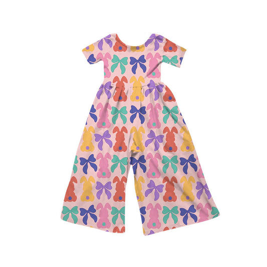 presale SR3232 Baby Girls Colorful Bows Rabbits Easter Pant Jumpsuits   D 925