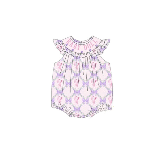 presale SR3292 Baby Girls Baby Doll Bows Flowers Checked Ruffle Rompers D 1008