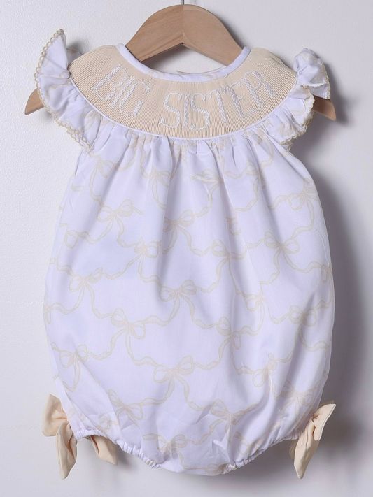 presale SR3302 Baby Girls Flutter Sleeve Big Sister Bows Checked Ruffle Rompers D 1013