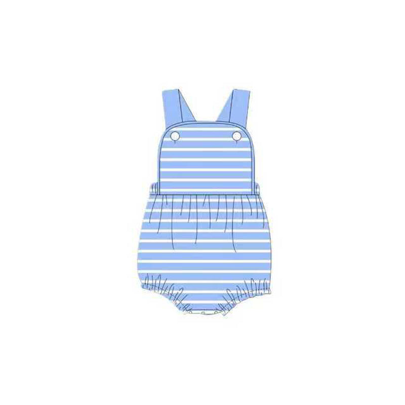 presale SR3308 Baby Boys Strap Blue Stripe Rompers  D 1014