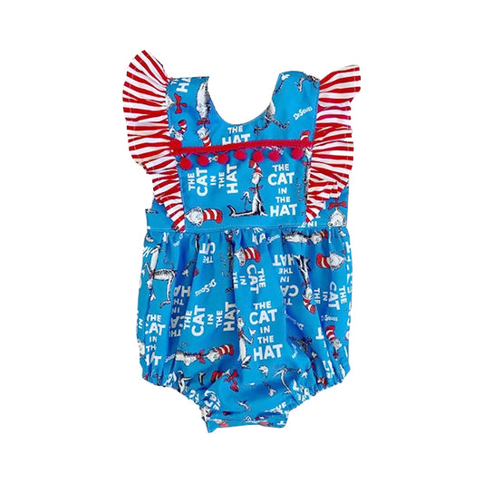 presale SR3310 Baby Girls Flutter Sleeve Mt Reading Ruffle Rompers D 1016