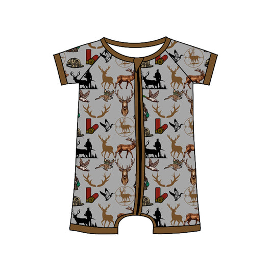 presale SR3365 Baby Boys Deer Dogs Hunting Zipper Rompers D 1031